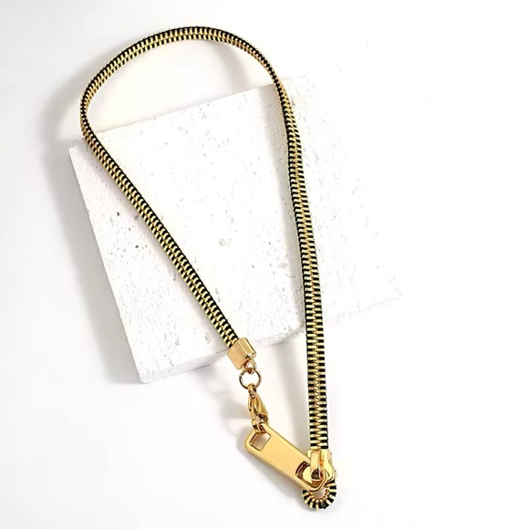 Zipper  Alloy Metal Choker Necklace - Picture 4 of 4